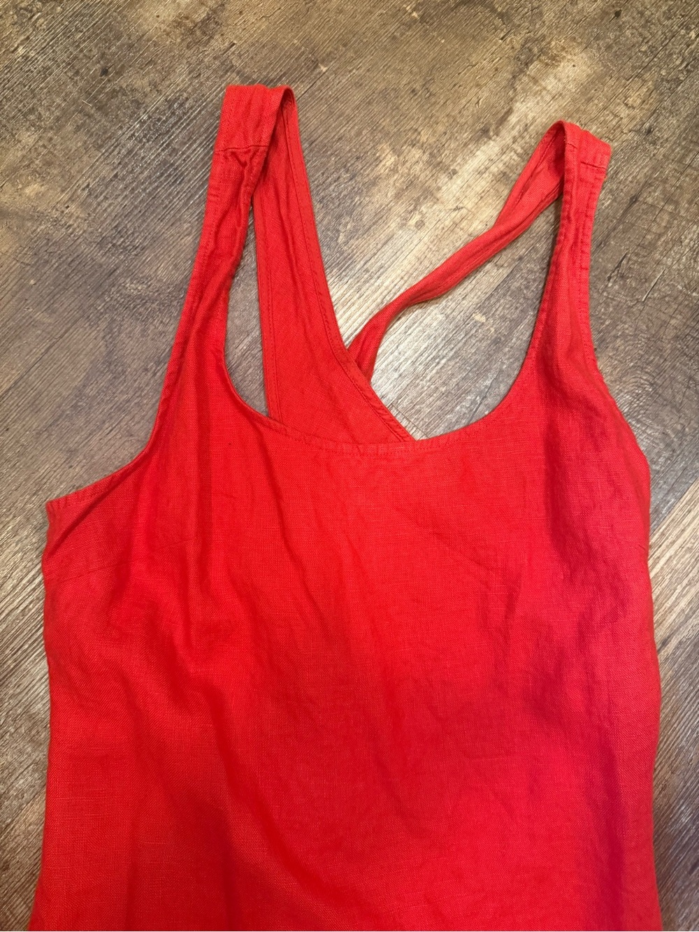 Madewell Cross-Back A-Line Mini Dress in Linen Red SZ 8 MSRP $98 - Picture 4 of 6